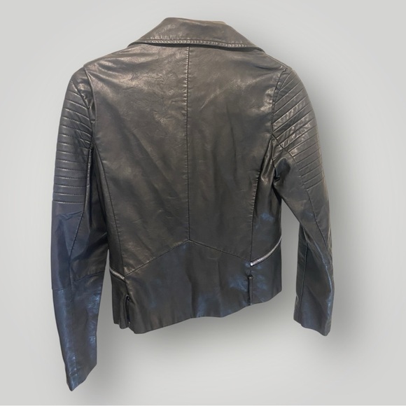 Comme USA Black Faux Leather Moto Jacket Biker Street M - Picture 3 of 7